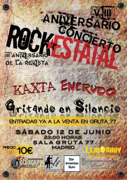 Aniversario Revista Rock Estatal Cartel Concierto Rock Estatal