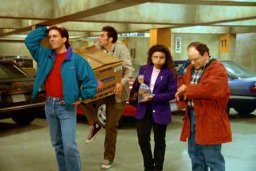 Seinfeld con sus amigos en el parking