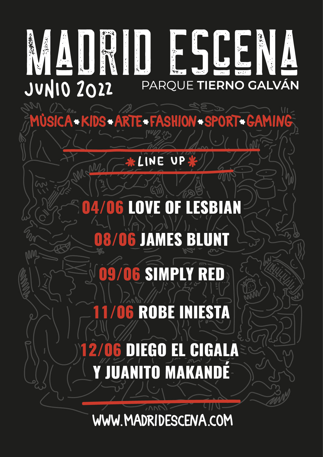 Madrid Escena vuelve en 2022 con conciertos de Robe Iniesta, Simply Red, James Blunt, Love of Lesbian o El Cigala